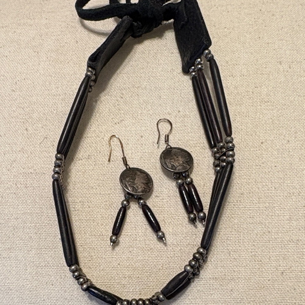 Harley-Davidson Black and Silver Necklace and Earrings